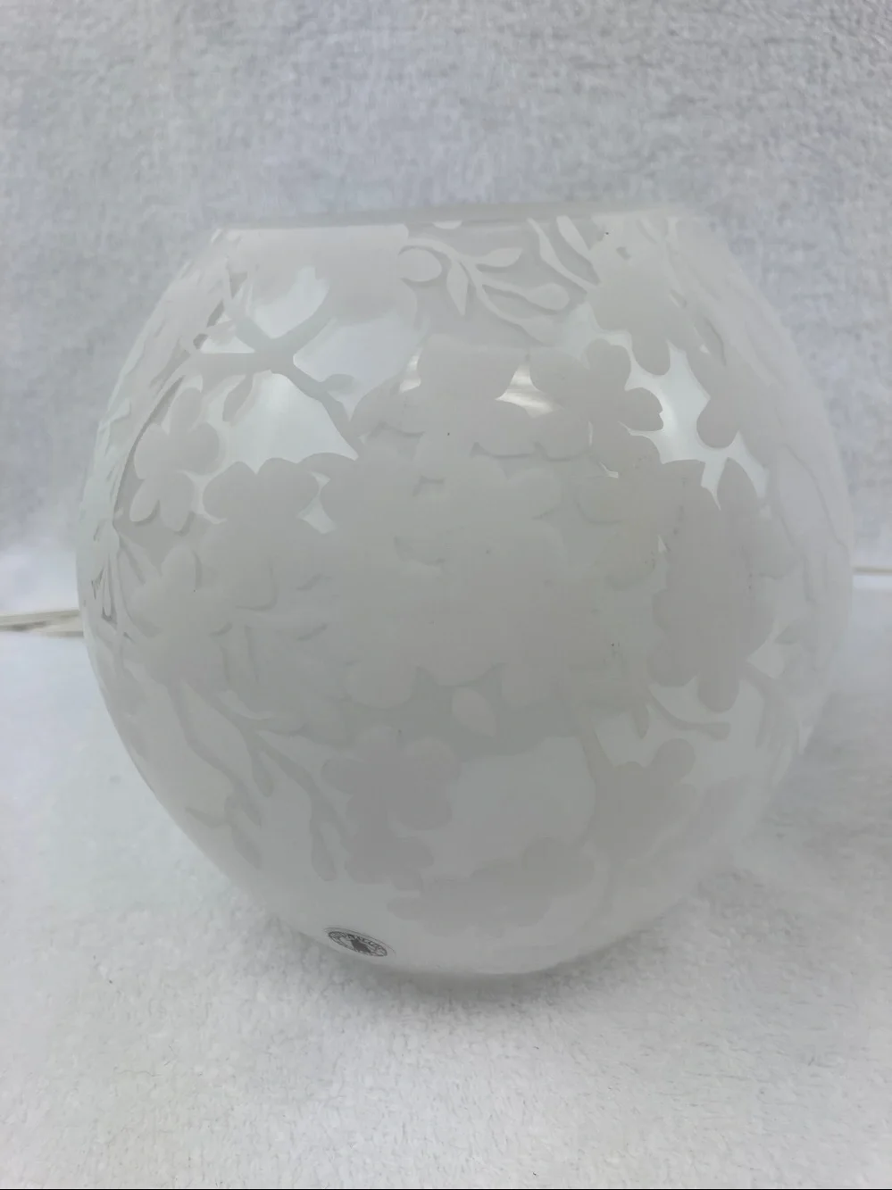 VTG IKEA Knubbig Frosted Cherry Blossom Glass Globe Lamps Set of 2, 7” x 11”
